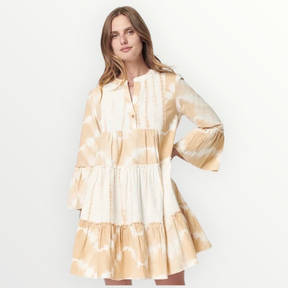 Faherty Vida Tie Dye Dress in Maple Sugar - Picture 2 of 8